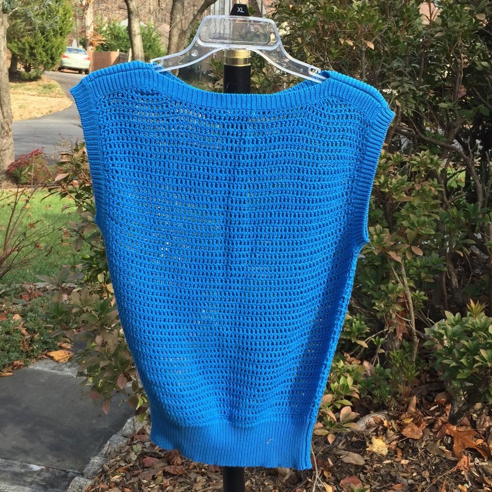 I Love H81 Boat Neck Blue Knitwear Vest